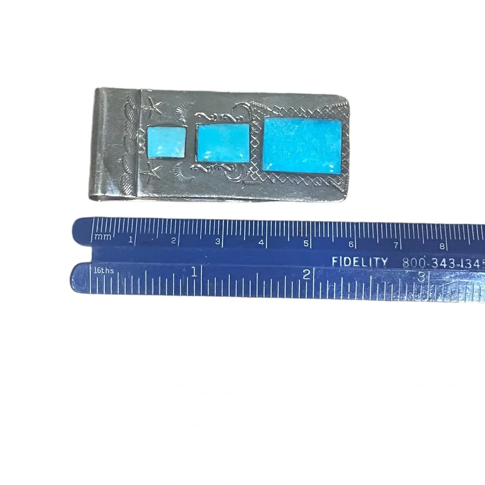 Vintage Sterling Silver & Turquoise Money Clip